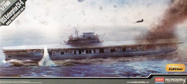 USS Enterprise CV-6 Modeller's Edition.Kit features:100% New Tooling!Photo etch parts (railings etc) Full hull or waterline optionDeck masking templateF4F, SBD & TBD aircraft