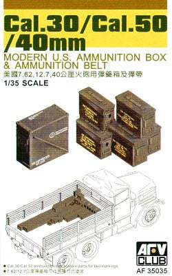 .30 Cal/.50 Cal/40mm Modern U.S. ammunition box and ammunition belt