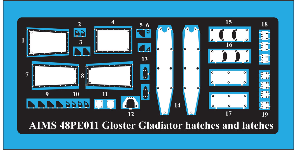Gloster Gladiator hatches and latches (designed to be used with Eduard kits, Merit and Roden kits)[Mk.I Mk.II]