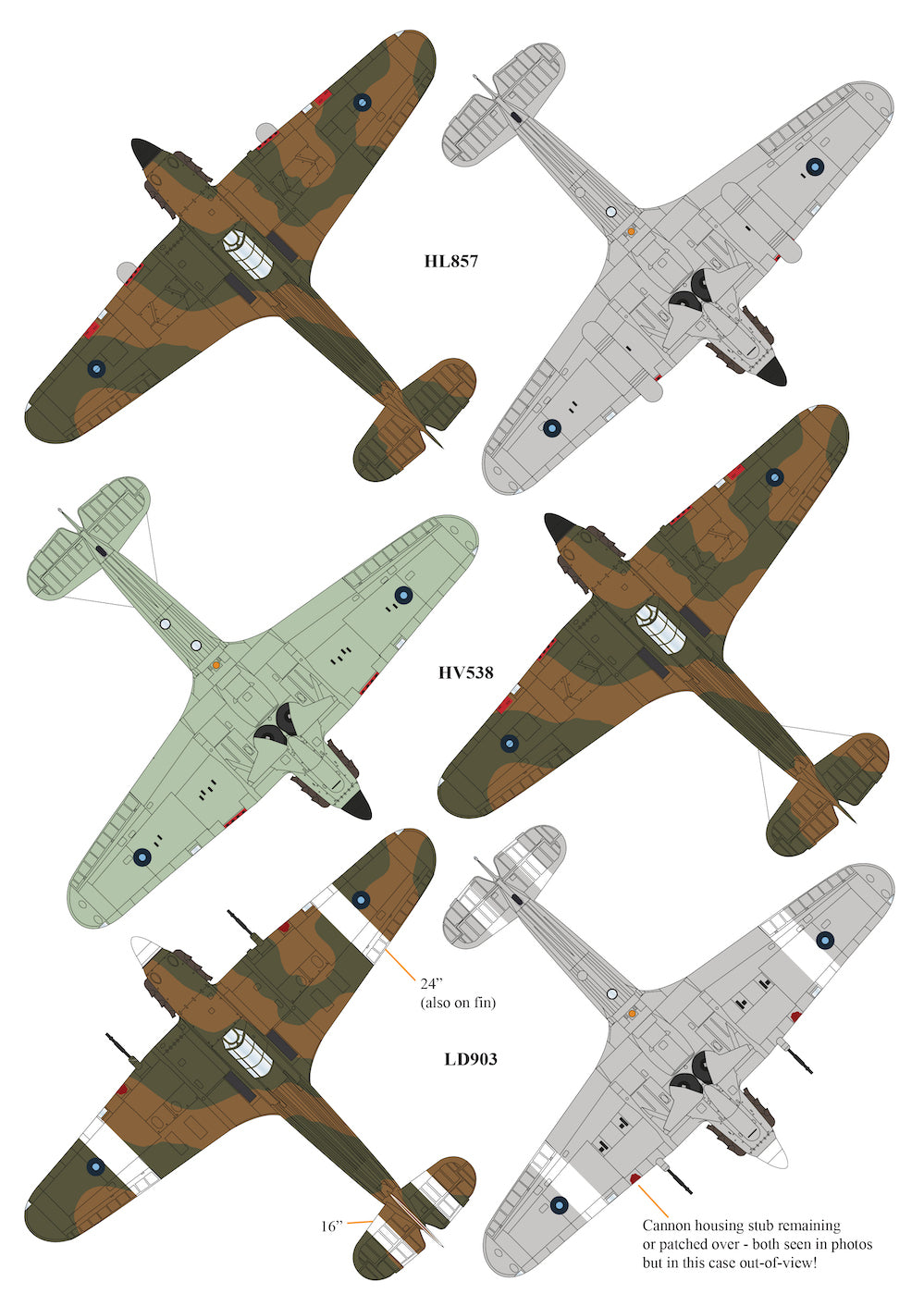 PR Hawker Hurricane conversion for any kit (designed to be used with Airfix, Arma Hobby, Hasegawa and Revell kits)[Mk.I Mk.IIb Mk.IIc]