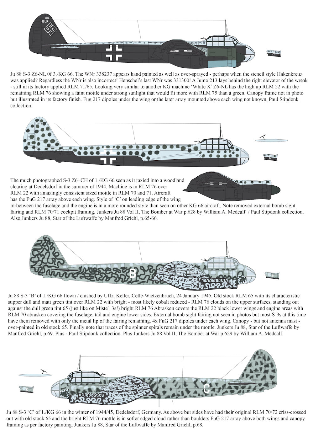 KG 6620 x options! AN 8 sided A4 booklet!6x Junkers Ju-88S-1 options2x Junkers Ju-188E-1 options1x Junkers Ju-88G-6 option11x Junkers Ju-88S-3 options
