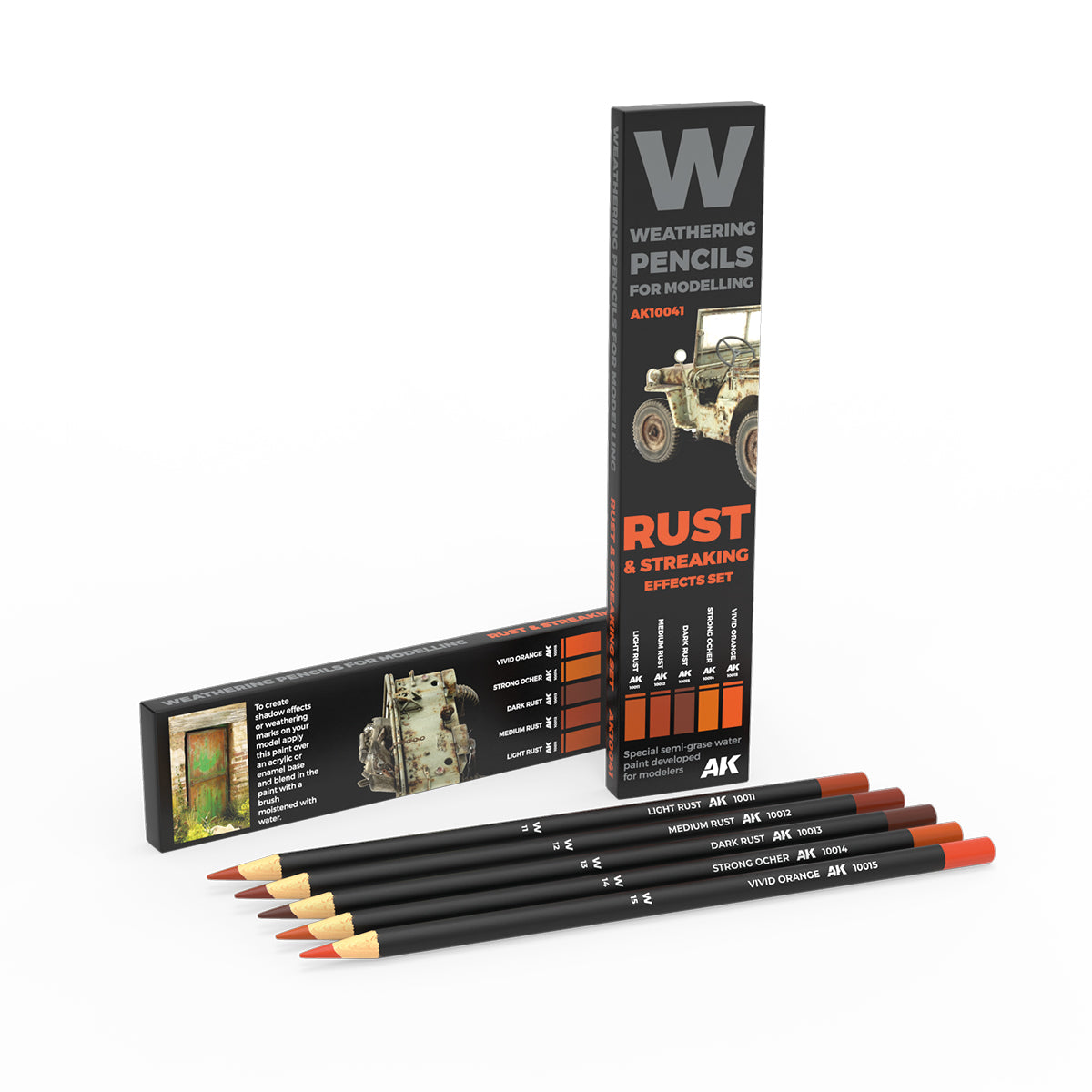 AK Interactive Watercolor Pencil Set Rust And Streaking AK10041
