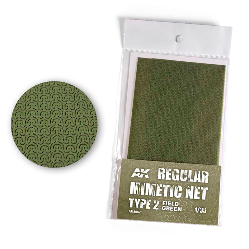 Green mimetic net with packaging on a white background