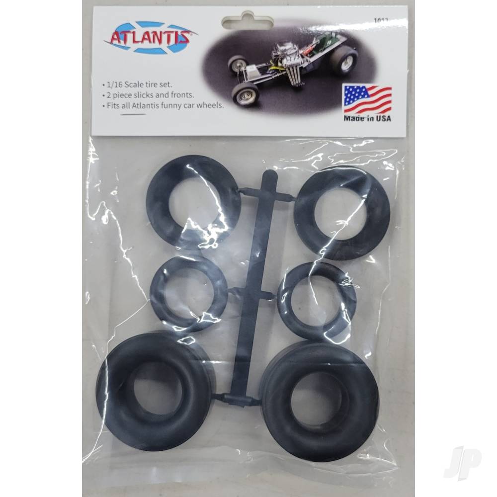 Atlantis Models Funny Car Tire set bagged with punched header card AMC1012