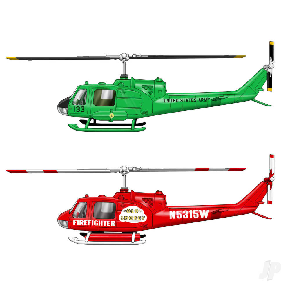 Atlantis Models 1:72 Snap Huey Helicopter 2 Pack Gunship/ Firefighter AMCM1026 2