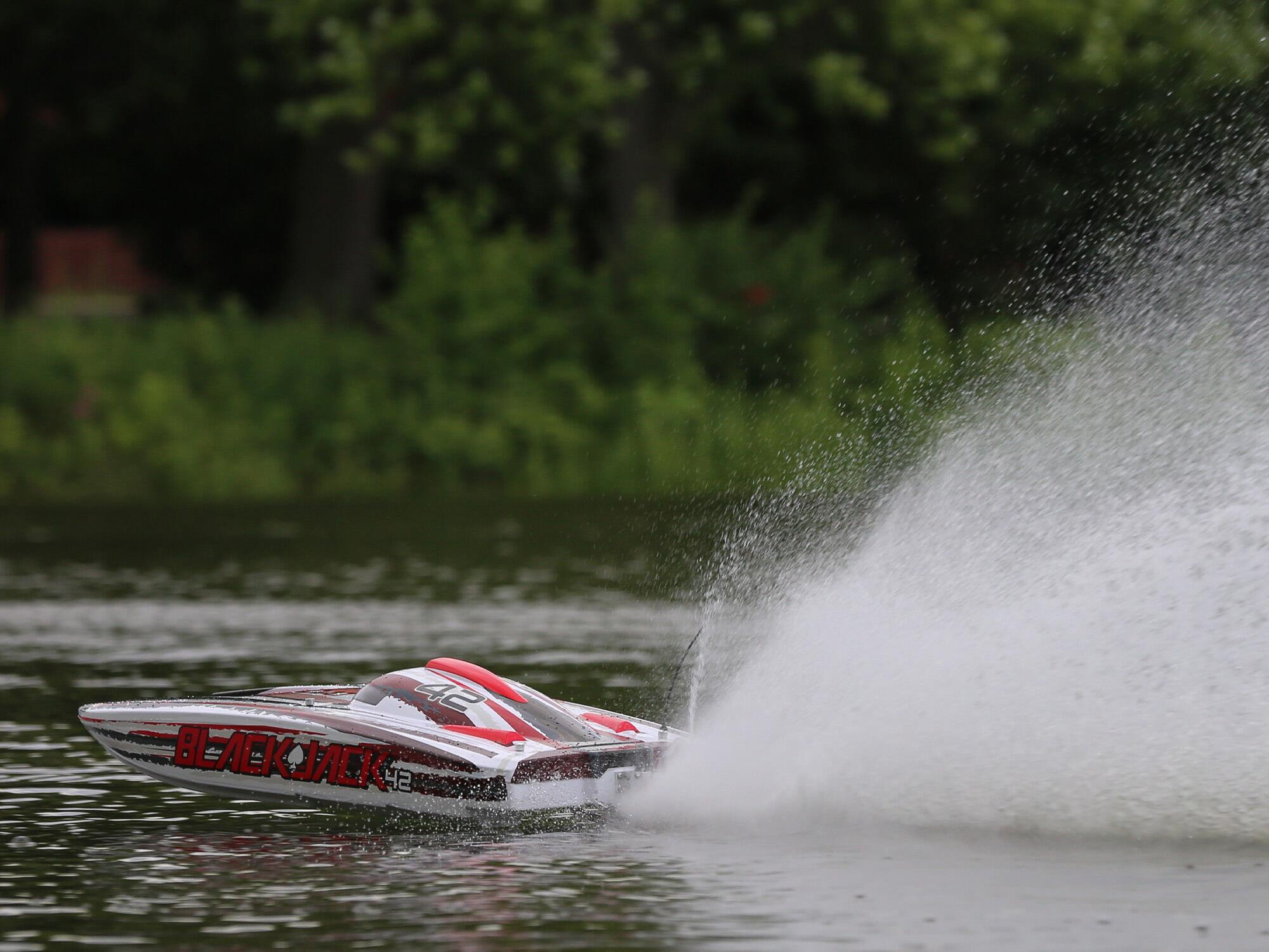 Blackjack 42" 8S Brushless Catamaran RTR: White/Red