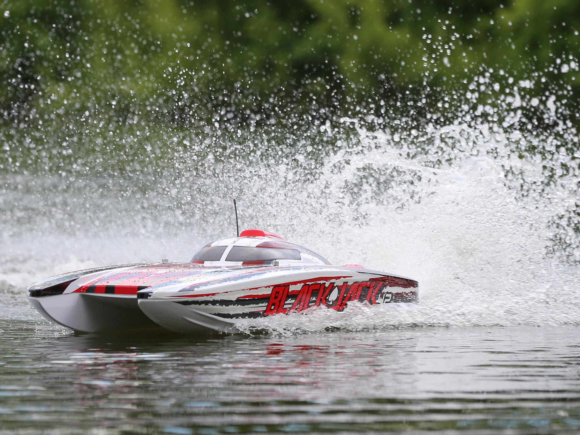 Blackjack 42" 8S Brushless Catamaran RTR: White/Red