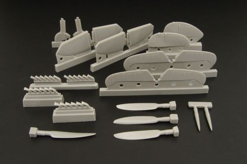 Supermarine Spitfire Mk.IXC exterior set. Exhausts, propeller blades, tailplanes and separate flaps - (designed to be used with Airfix kits)