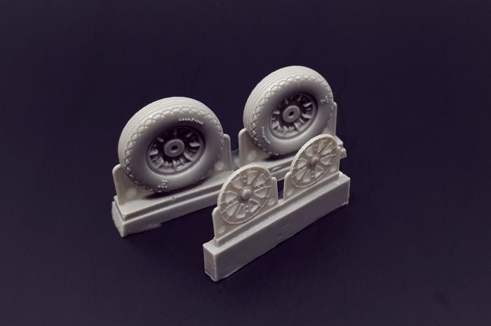 Vought F4U-1/F4U-4 Corsair/Grumman F6F-3/F6F-5 Hellcat Ribbed/Diamond Tread Wheels set (designed to be used with Academy, Airfix, Arii, Eduard kits, Encore Models, Esci, Fujimi, Hasegawa, Hobby Boss, Hobbycraft, Monogram, Revell and Tamiya kits)