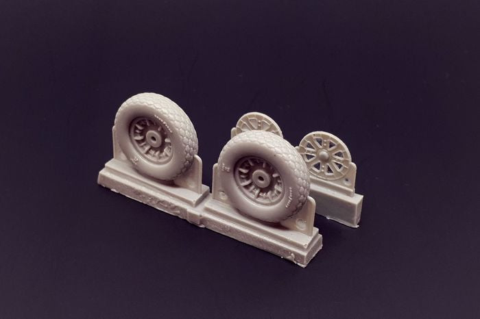 Vought F4U-1/F4U-4 Corsair/Grumman F6F-3/F6F-5 Hellcat Cross Tread Wheels set (designed to be used with Academy, Airfix, Arii, Eduard kits, Encore Models, Esci, Fujimi, Hasegawa, Hobby Boss, Hobbycraft, Monogram, Revell and Tamiya kits)