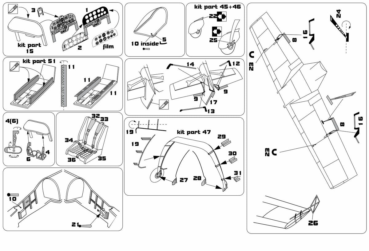 Zlin Z-50 photo-etched parts (designed to be used with Kovozavody Prostejov kits)