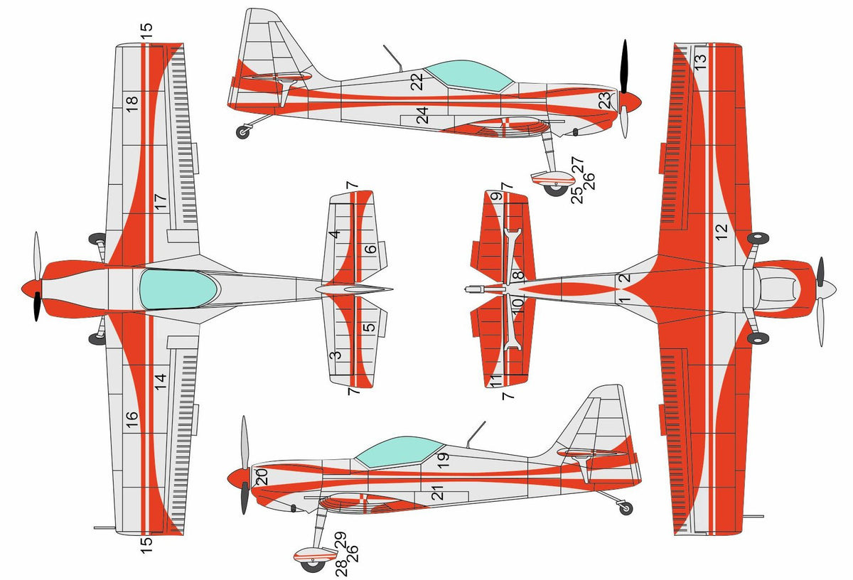 Zlin Z-50 paint mask (designed to be used with Kovozavody Prostejov kits)