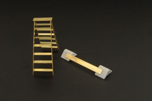 WWII British wheel chocks and step ladder accessories