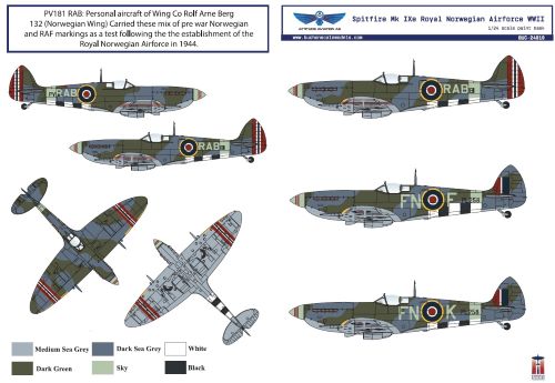 Supermarine Spitfire Mk.IXe Royal Norwegian Air Force WWII Vinyl paint mask (designed to be used with Airfix kits)
