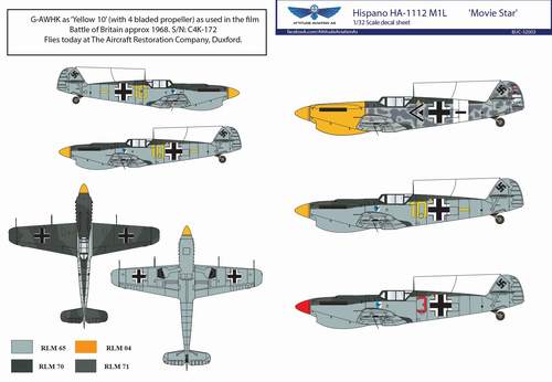 Hispano HA-1112M1L Buchon 'Movie Star' decal sheet + additional resin parts conversion set (designed to be used with Hasegawa kits) [Messerschmitt Bf-109G-2, Bf-109G-4, Bf-109G-6]
