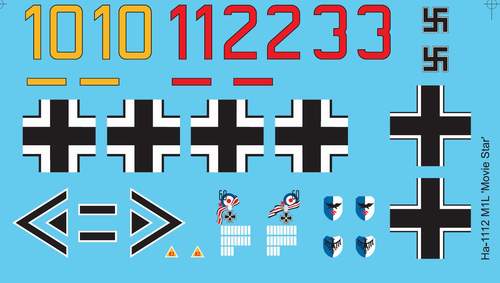 Hispano HA-1112M1L Buchon 'Movie Star' decal sheet + additional resin parts conversion set (designed to be used with Hasegawa kits) [Messerschmitt Bf-109G-2, Bf-109G-4, Bf-109G-6]
