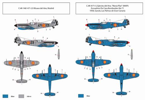 Hispano HA-1112M1L Buchon Spanish Air Force decal sheet (designed to be used with Hasegawa kits) [Messerschmitt Bf-109G-2, Bf-109G-4, Bf-109G-6]