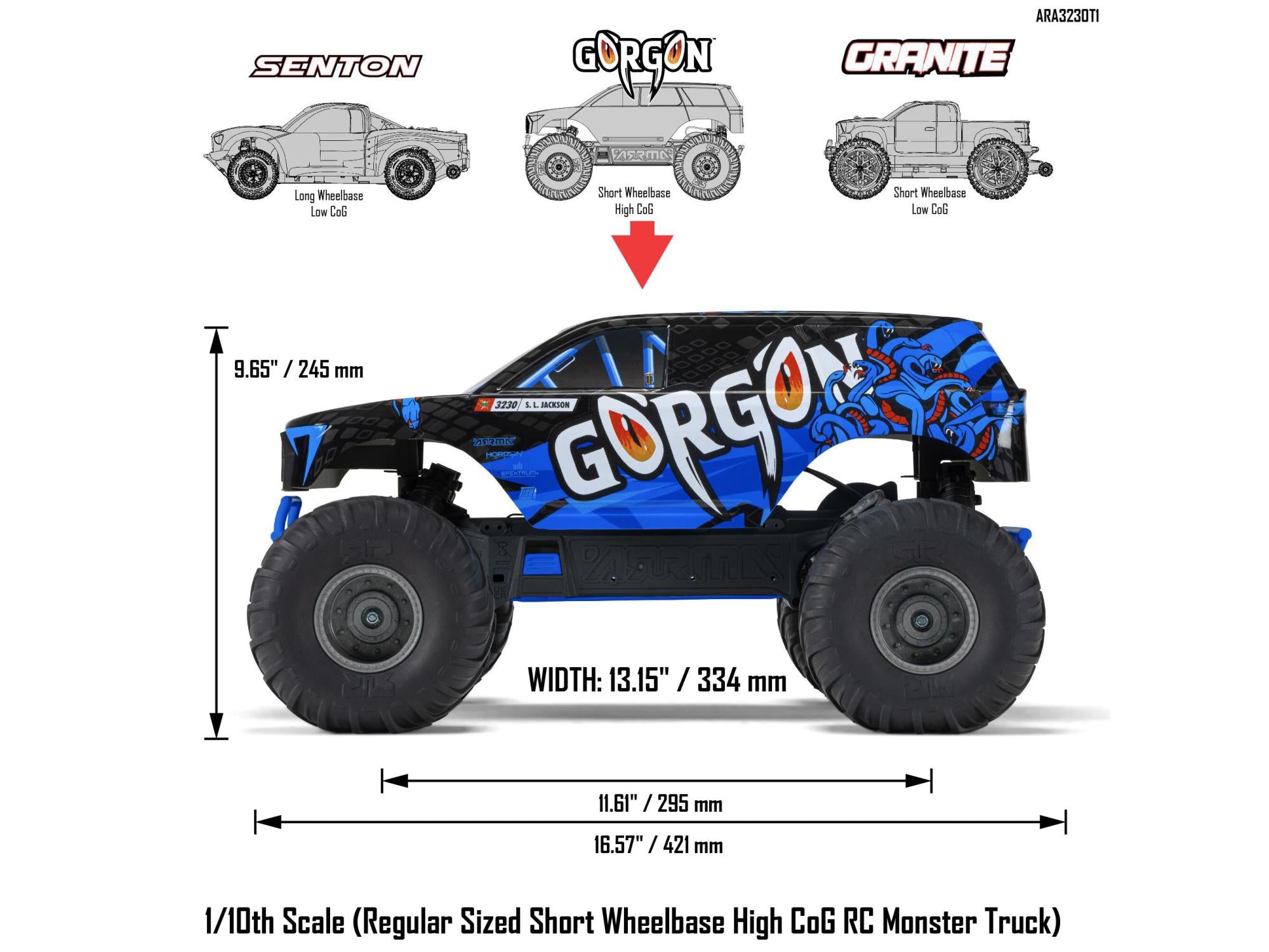 Gorgon 2wd MT 1/10th RTR (no Battery/Charger) Blue