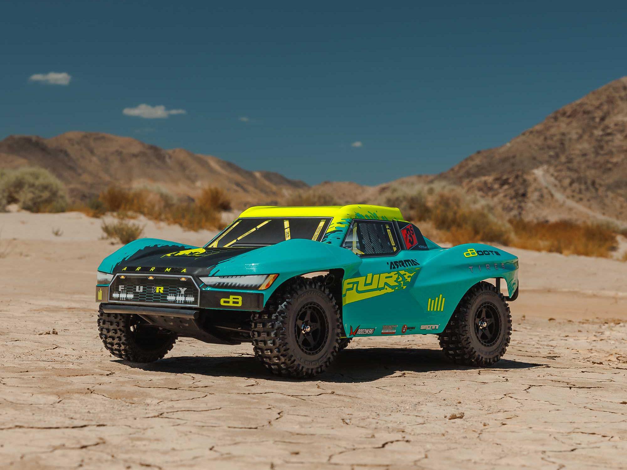 Arrma 1/10 FURY 223S BLX 4X2 SCT RTR with DSC Green C-ARA3521T2