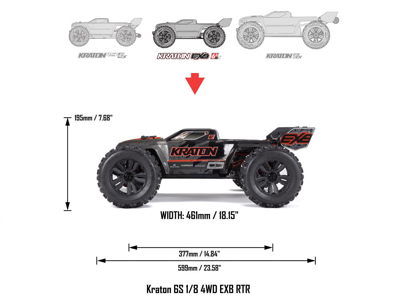 1/8 KRATON 6S BLX 4x4 EXtreme Bash Speed Monster Truck RTR,