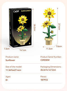 CaDa Sunflower Building Block Planter - 187 Pcs C59030W