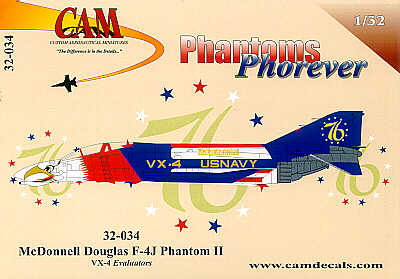 McDonnell F-4J Phantom (1) 153088 VX-4 Evaluators 1976 Bi-Centennial. Overall red/white/blue paint job with Eagles head on nose
