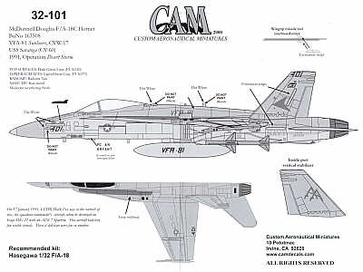 McDonnell-Douglas F/A-18C Hornet (1) 163508 AA/401 VFA-81 Sunliners USS Saratoga 1991 with Desert Storm kill marking