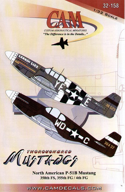 North-American P-51B Mustangs (2) 43-6523 YF-E 358FS/355FG Lt Charles Blair with D-Day stripes; 43-6437 WD-C 4FG Col.Don Blakeslee. Both 1944 OD/grey