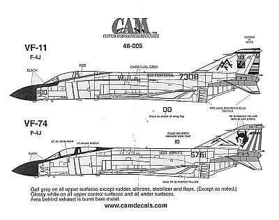 McDonnell F-4J Phantom 157308 AA/100 VF-11 Red Rippers CAG USS Forrestal; 155761 AD/210 VF-74 Be-Devilers USS NImitz