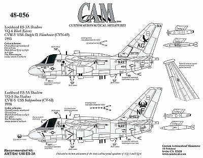 Lockheed S-3A Shadow (2) 159738 AC/63 VQ-6 USS Dwight D. Eisenhower 1995; 159403 NF/720 VQ-5 USS Independence 1996