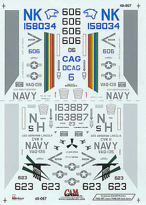 Grumman EA-6B Prowlers (2) 158034, VAQ-139 Cougars (CAG) USS Independence Desert Shield 1990; 163887 VAQ-135 Black ravens, USS Abraham Lincoln, (CVN-72) 1993