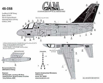 Lockheed S-3B Viking (1) 159413 NF/700 VS-21 Fighting Redtails Low vis overall FS36375/black fin