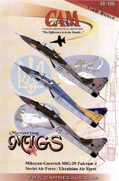 Mikoyan MiG-29 'Fulcrum' (3) White 45 and White 47 120th IAP Soviet Air Force 1993 with shark mouth; Ukranians Knights Demo Team. Lt and Dark blue/yellow/light grey paint scheme