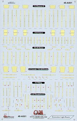 Formation light stripes and blocks for McDonnell F-4B/F-4C/F-4D/F-4F/F-4E/F-4J Phantoms, Grumman F-14A/F-14B Tomcats, McDonnell-Douglas F/A-18A Hornets, A-6 Intruder/EA-6B Prowler, Lockheed S-3A Viking, Fairchild A-10A/A-10B Thunderbolt