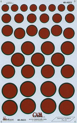 Japanese National Insignia/Hinomaru. 5 sizes with green outlines