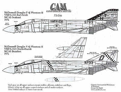 McDonnell F-4J Phantom (2) 155783 WT/76 VMFA-232 Red Devils MCAS Iwakuni 1976; 155733 DR/3 VMFA-312 MCAS Beaufort 1976