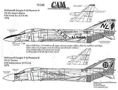 McDonnell F-4J (2) 153817 NL/101 VF-191 Satan's Kittens Bi-Cent USS Coral Sea 1976; 155781 AG/202 VF-33 Tarsiers USS Independence 1975