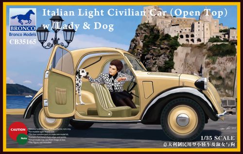 Fiat 500 'Topolino' Italian Light Civilian Car (Open Top) with Lady & Dog