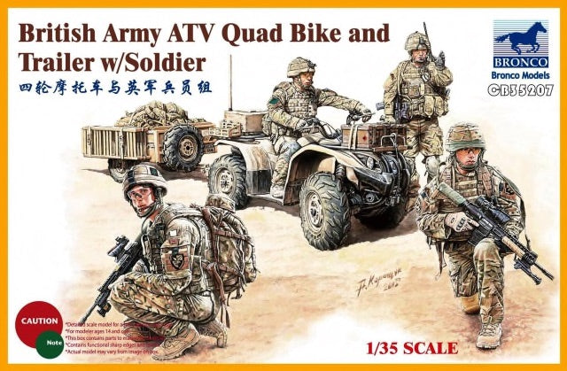 British Army ATV Quad Bike and Trailer with Soldier