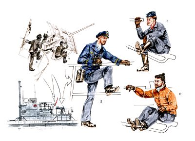 3 x gun crew figures U-VII Atlantic version. Gun Crew for 3.7cm gun (designed to be used with Revell kits) (submarines) (U-Boot/U-Boat/U Boat/U Boot/Submarines)