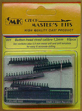 Button-head rivets 1,2mm x 60 Inc 0,9mm drill and template