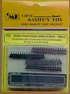 Button-head rivet 0,8mm x 60 inc 0,5mm drill and template
