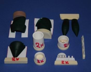 BAC TSR-2 exterior set. Set contains new resin parts for air intakes, engines exhausts, screen, and several new air intake covers (designed to be used with Airfix kits)