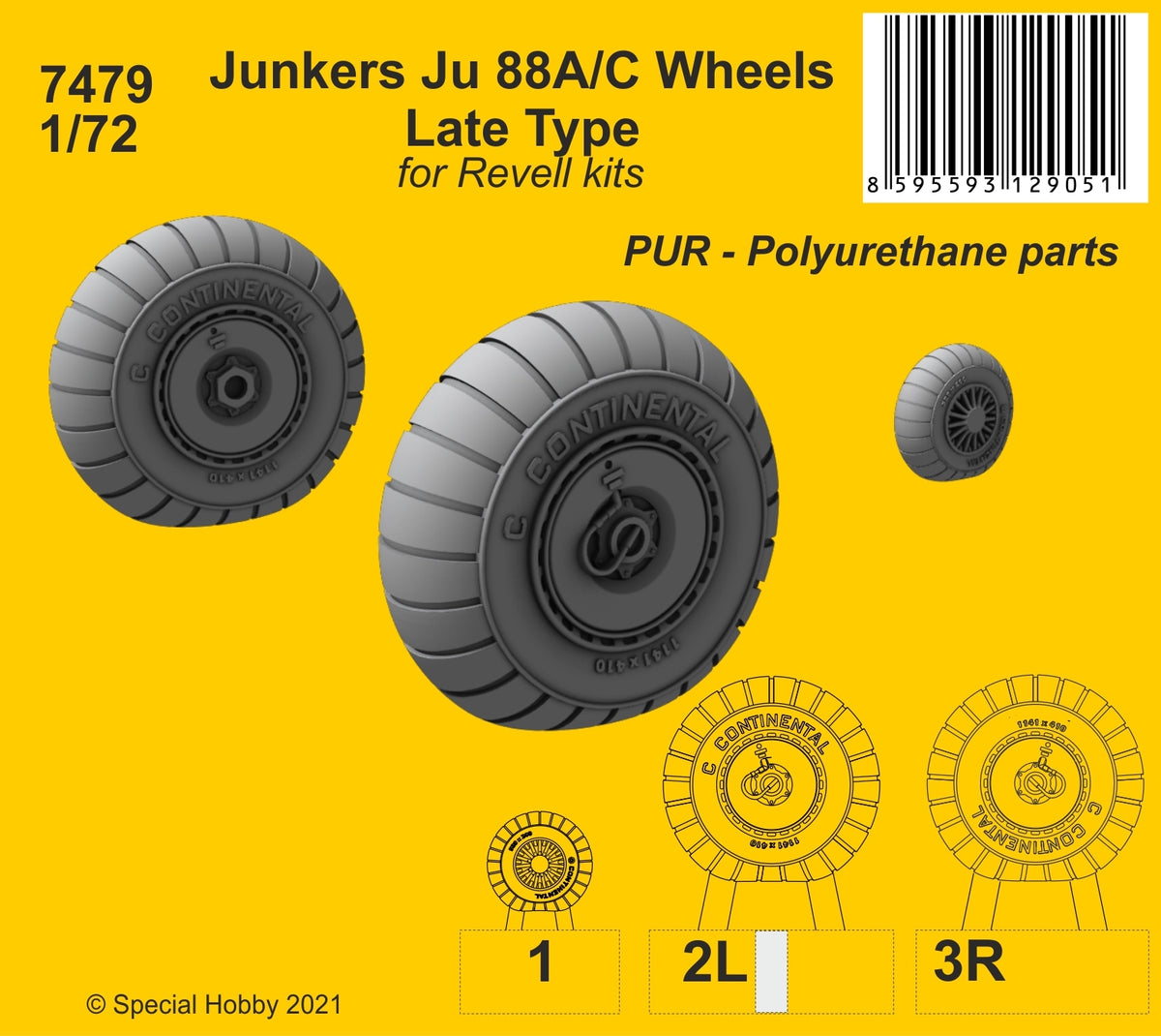 Junkers Ju-88A/C Wheels Late Type (designed to be used with Revell kits)