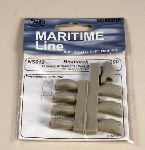 Bismark/Bismarck German Battleship 1941 Primary Armament Blast Bags (8 pcs) Highly detailed resin cast blast bags (8 pcs) for primary 380 mm guns (designed to be used with Trumpeter kits)