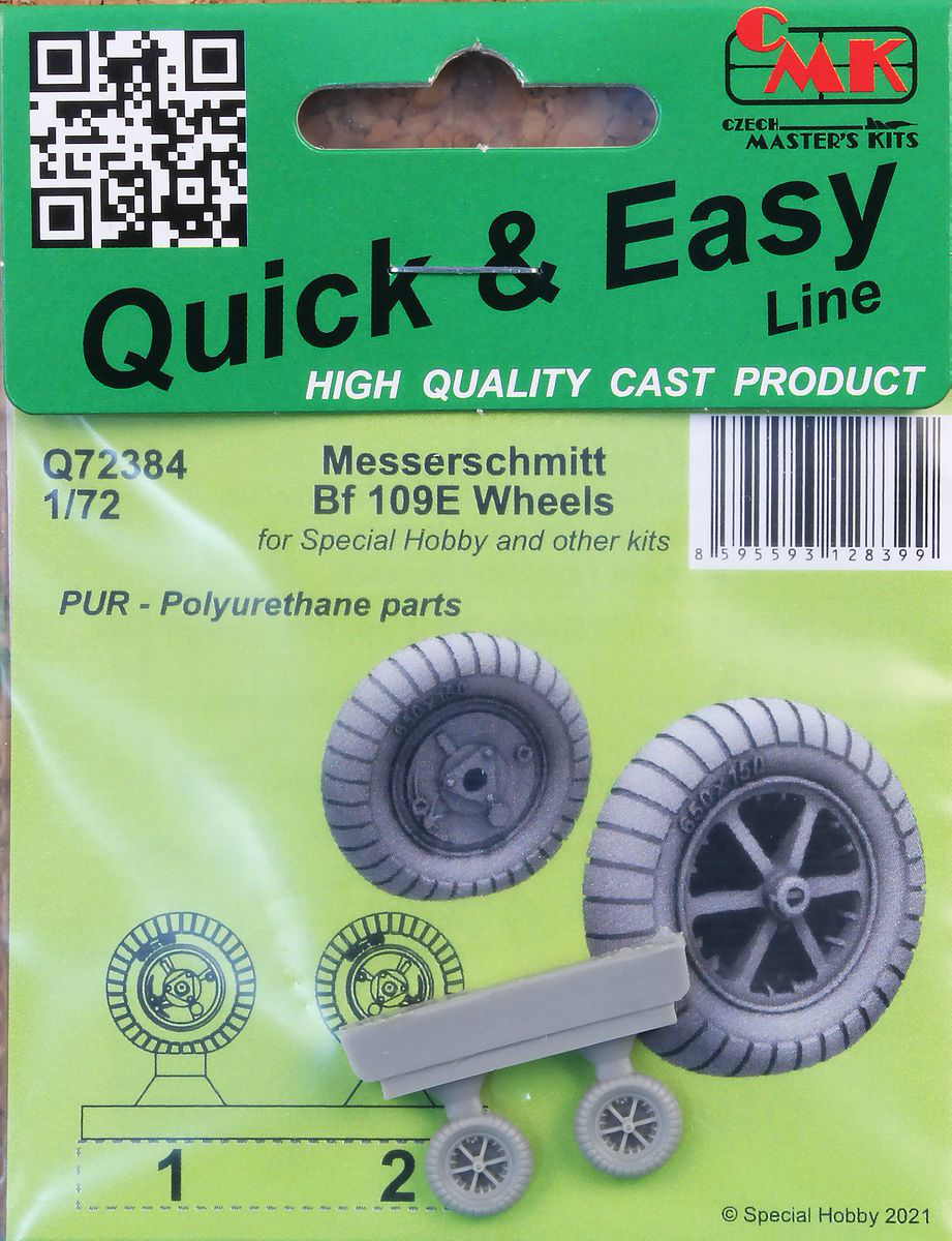 Messerschmitt Bf-109E Wheels (designed to be used with Special Hobby kits) Resin wheel full of realistic details, designed for the new and superb Bf-109E kit