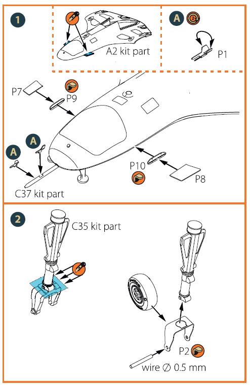 Bayraktar TB.2 Unmanned Aerial Vehicle PE parts (designed to be used with Clear Prop Models kits)