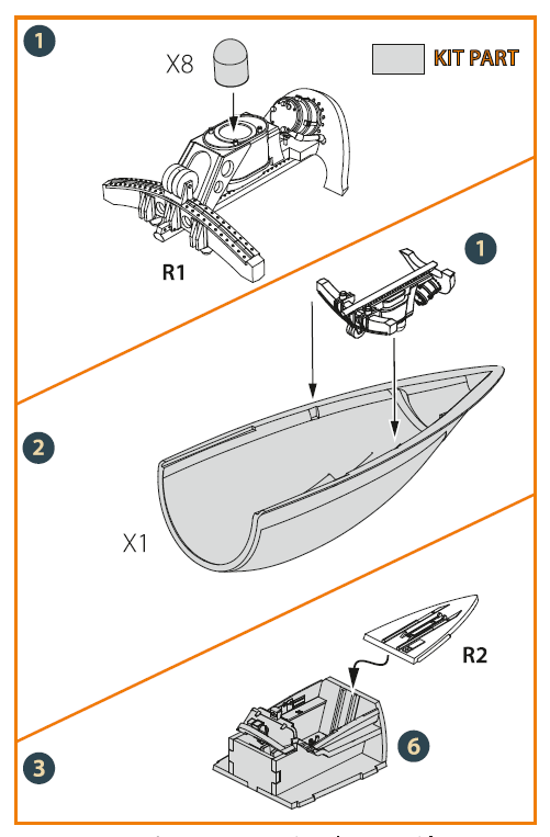 North-American F-86A Sabre Canopy frame detailing set (designed to be used with Clear Prop Models kits) (3D-Printed)