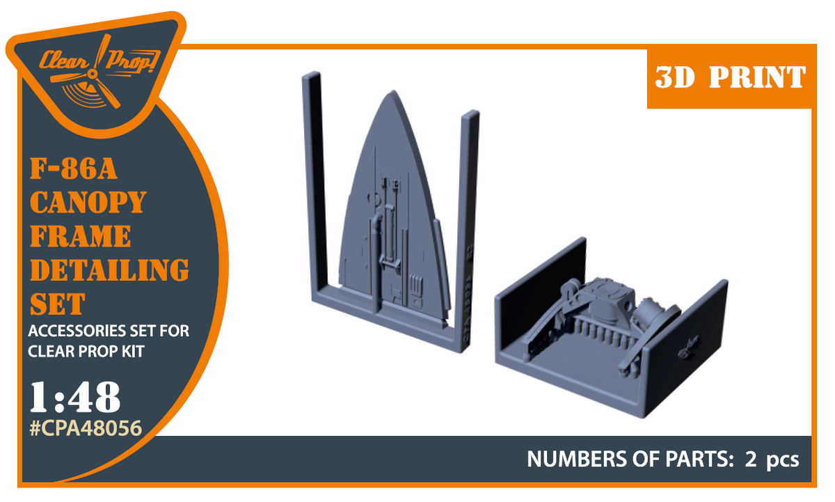 North-American F-86A Sabre Canopy frame detailing set (designed to be used with Clear Prop Models kits) (3D-Printed)