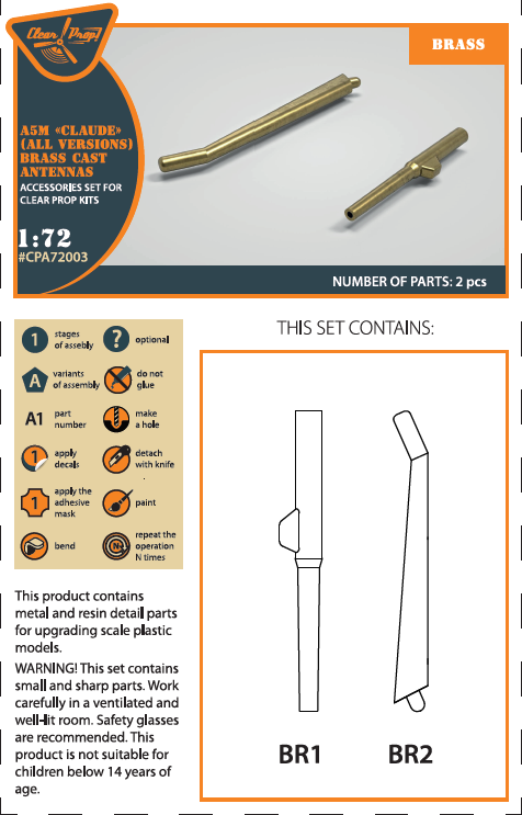 Mitsubishi A5M2 'Claude' brass Antennae (designed to be used with Clear Prop Models kits)[A5M2b A5M2a]